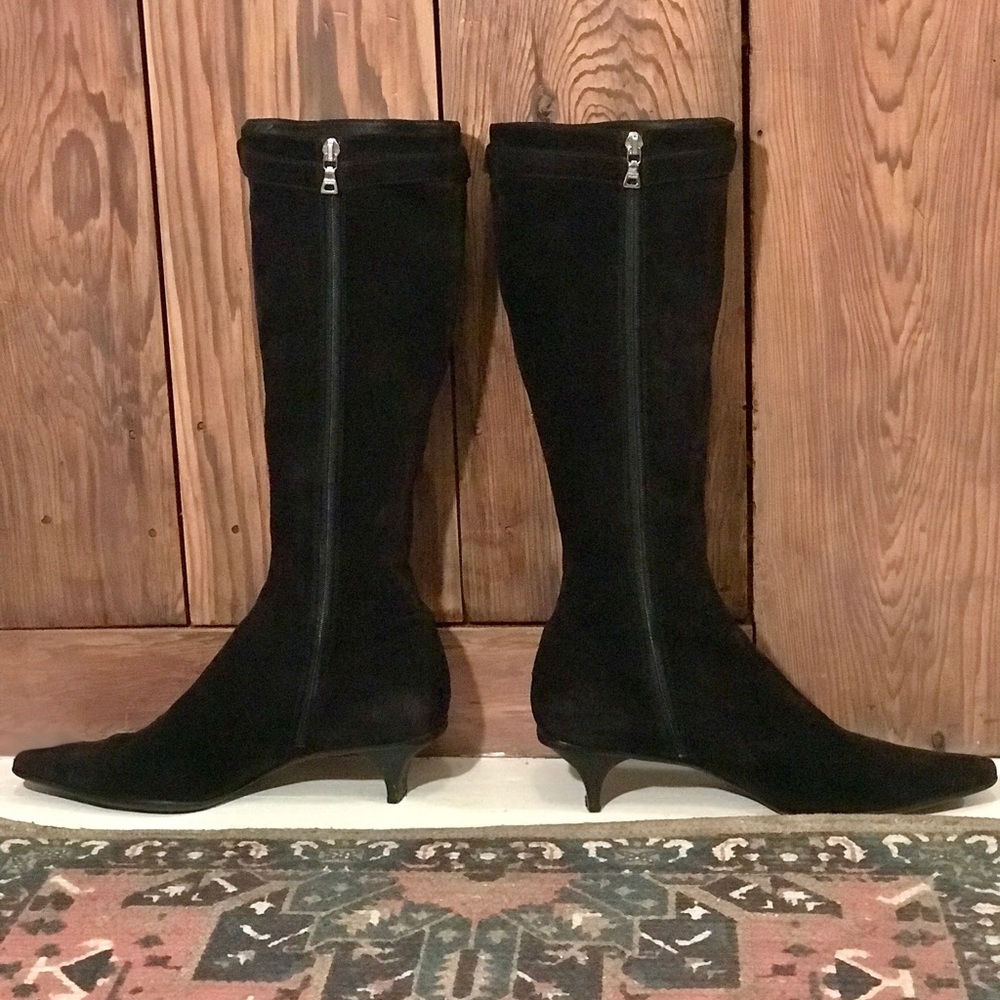 Prada black suede boots